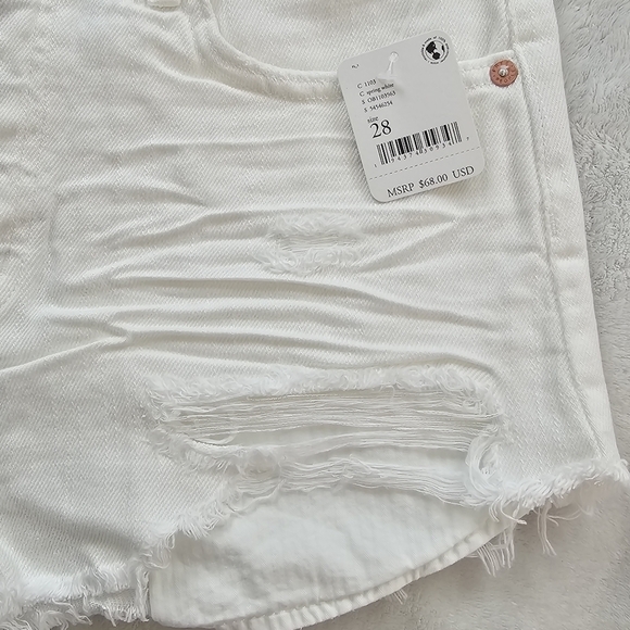 Free People Loving Good Vibrations Cutoff Shorts White Distressed Size 28 - Picture 5 of 11
